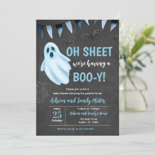 Convite de Chuvada de Bebê Blue Little Boo