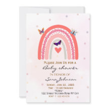 Convite de Chuvada de Bebê Boho Arco-Íris