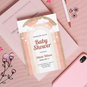 Convite de Chuvada de Bebê Boho Arco-íris Neutro P