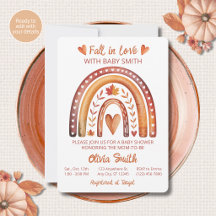 Convite de Chuvada de Bebê Boho Arco-Íris Terracot