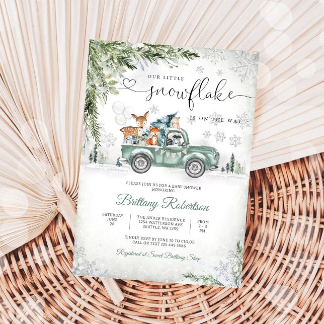 Convite de Chuvada de Bebê Caminhão Floresta de In (Criador carregado)