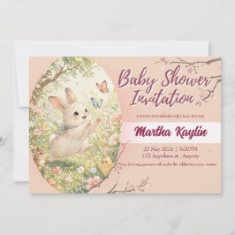Convite de Chuvada de Bebê Coelho em Aquarela