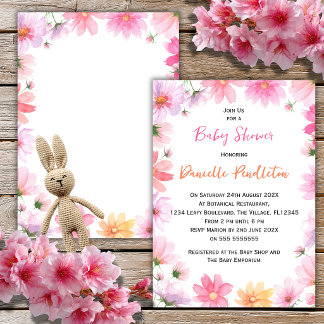 Convite de Chuvada de Bebê com Aquarela Floral