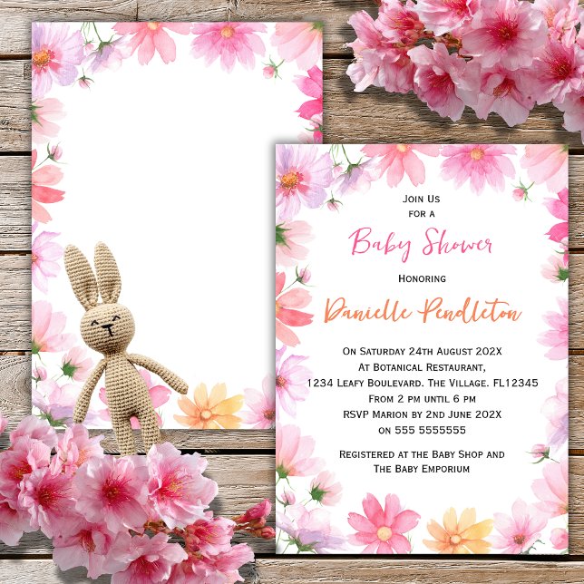 Convite de Chuvada de Bebê com Aquarela Floral (Criador carregado)