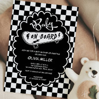 Convite de Chuvada de Bebê com Skate Baby on Board