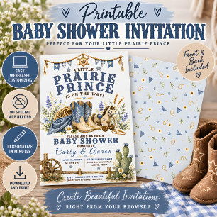 Convite de Chuvada de Bebê Cowboy Prairie Prince