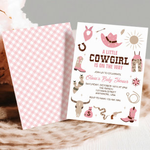 Convite de Chuvada de Bebê Cowgirl Ocidental Rosa