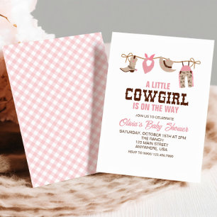 Convite de Chuvada de Bebê Cowgirl Ocidental Rosa
