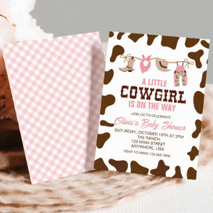 Convite de Chuvada de Bebê Cowgirl Ocidental Rosa