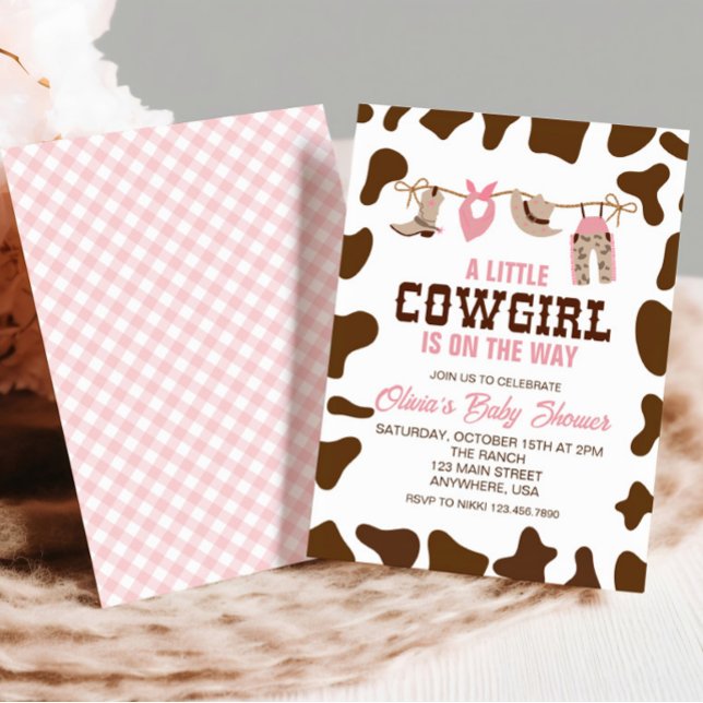 Convite de Chuvada de Bebê Cowgirl Ocidental Rosa (Criador carregado)
