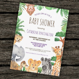Convite de Chuvada de Bebê de Animais do Safari da