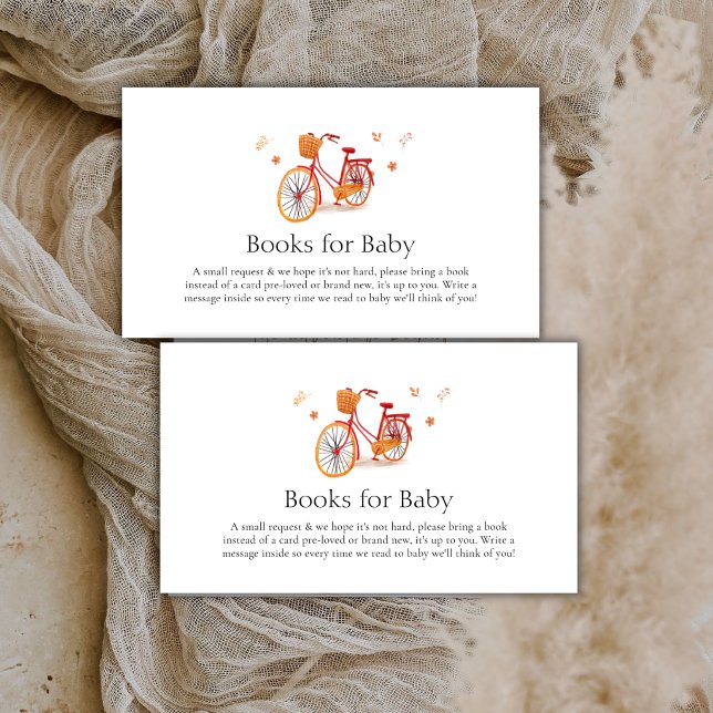 Convite de Chuvada de Bebê de Bicicleta de Folhas  (French Fall Leaves Bicycle Books For Baby shower Enclosure Card)