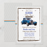 Convite de Chuvada de Bebê de Carro Clássico Antig