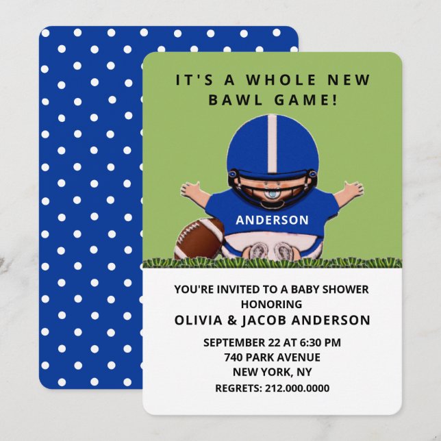 Convite de Chuvada de Bebê de Futebol (Frente/Verso)