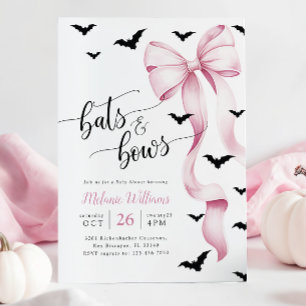 Convite de Chuvada de Bebê de Halloween Rosa e Pre