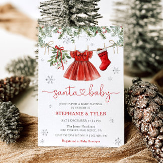 Convite de Chuvada de Bebê de Natal de Santa Baby
