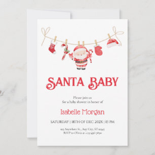 Convite de Chuvada de Bebê de Natal do Papai Noel