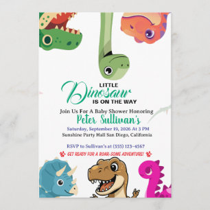 Convite de Chuvada de Bebê Dinossauro Fofo
