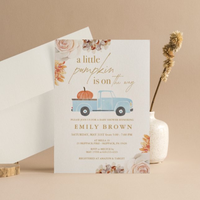 Convite de Chuvada de Bebê do Menino Pequeno Abóbo (Criador carregado)