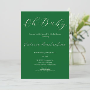Convite de Chuvada de Bebê Elegante Verde Floresta