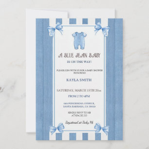 Convite de Chuvada de Bebê em Jeans Azul Bebê Me