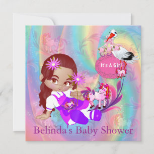 Convite de Chuvada de Bebê Espirais Arco-íris Colo