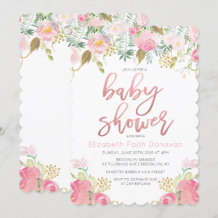 Convite de Chuvada de Bebê Floral