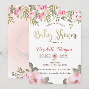 Convite de Chuvada de Bebê Floral Aquarela Elegant