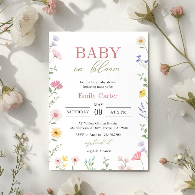 Convite de Chuvada de Bebê Floral Baby in Bloom (Criador carregado)