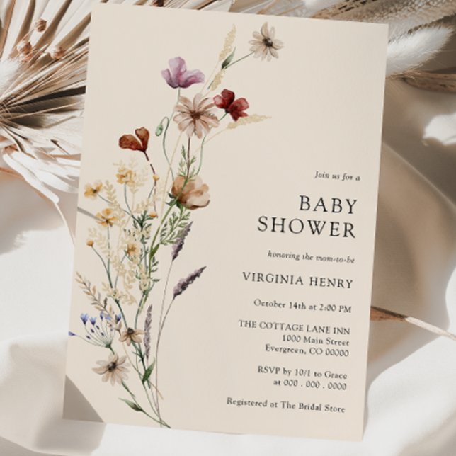 Convite de Chuvada de Bebê Floral Boho (Boho Floral Baby Shower Invitation
)