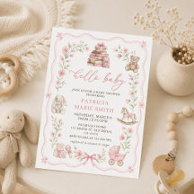 Convite de Chuvada de Bebê Floral Brinquedos para