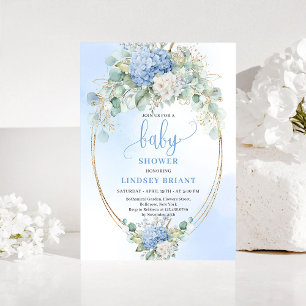Convite de Chuvada de Bebê Floral de Hortênsia Azu