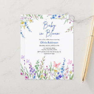 Convite de Chuvada de Bebê Floral Orçamentário Beb