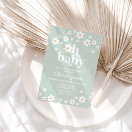 Convite de Chuvada de Bebê Floral Retro Daisy