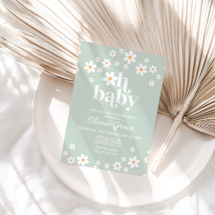 Convite de Chuvada de Bebê Floral Retro Daisy