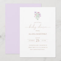 Convite de Chuvada de Bebê Floral Roxo Lilás