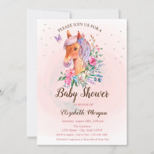 Convite de Chuvada de Bebê Flores de Pônei Estrela