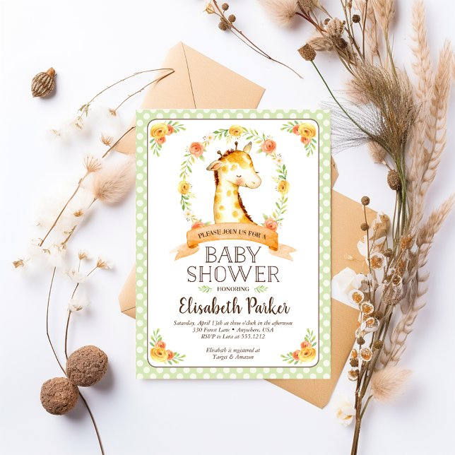 Convite de Chuvada de Bebê Girafa Neutro Fofo (Criador carregado)