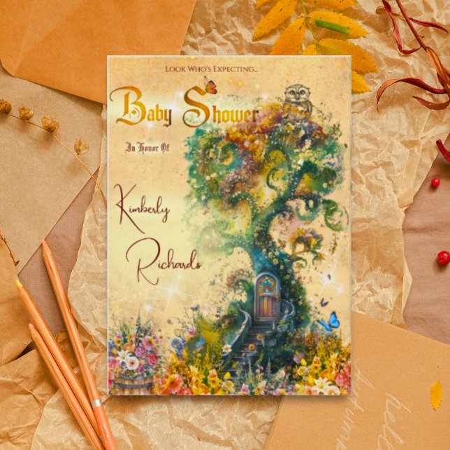 Convite de Chuvada de Bebê Jardim de Fantasia Capr (Criador carregado)