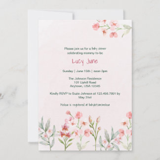 Convite de Chuvada de Bebê Jardim de Flor Silvestr