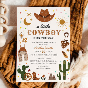 Convite de Chuvada de Bebê Little Cowboy Western