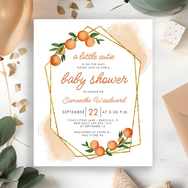 Convite de Chuvada de Bebê Little Cutie Citrus com (Criador carregado)