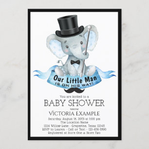 Convite de Chuvada de Bebê Little Man Dapper Eleph