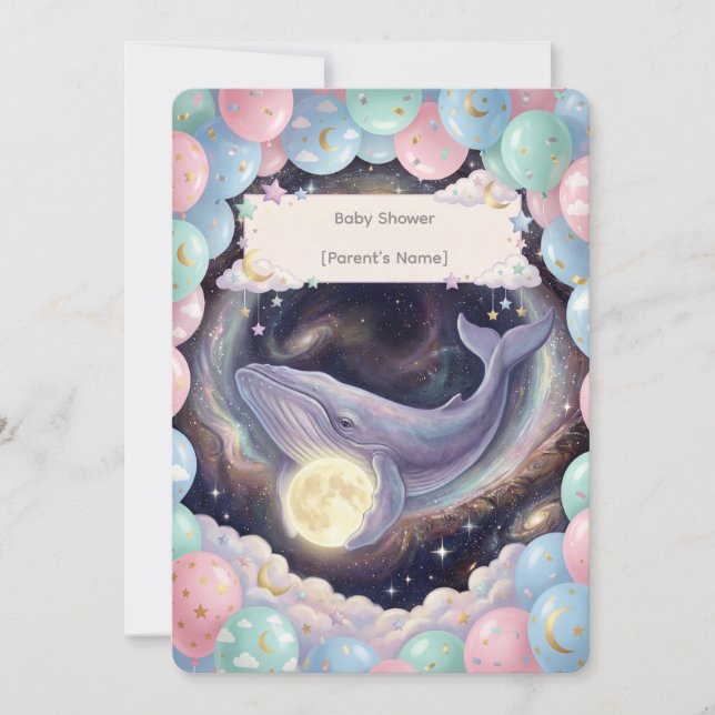 Convite de Chuvada de Bebê Lua Celestial (Frente)