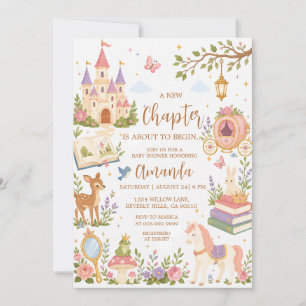Convite de Chuvada de Bebê Menina de Novo Capítulo