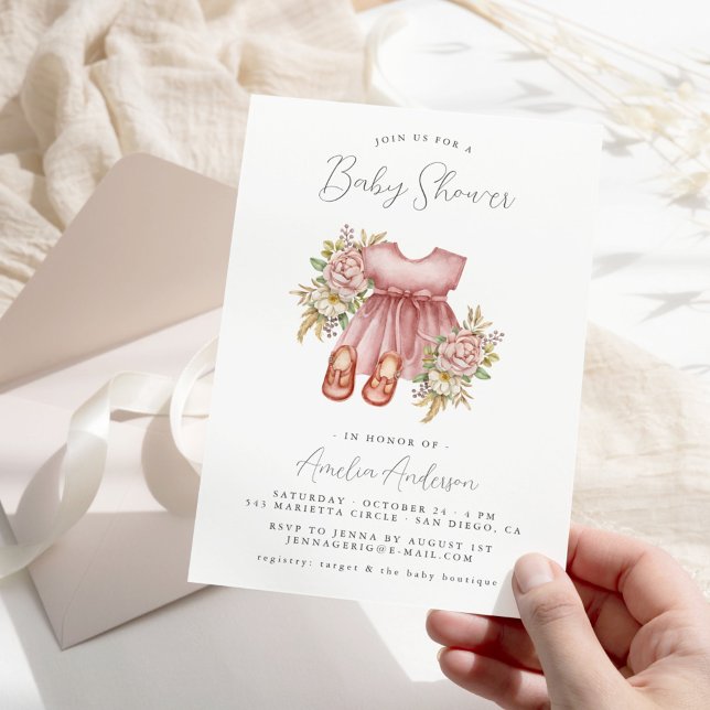 Convite de Chuvada de Bebê Menina Floral Boho (Criador carregado)