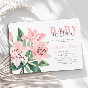 Convite de Chuvada de Bebê Menina Floral Rosa