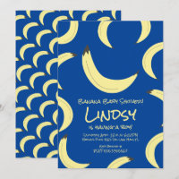 Convite de Chuvada de Bebê Menino Azul Banana Fofa