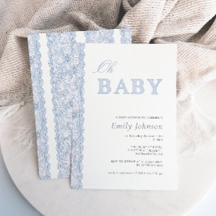 Convite de Chuvada de Bebê Menino Blue Lace Oh Bab