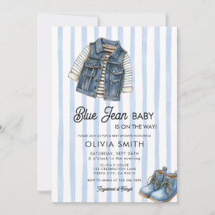 Convite de Chuvada de Bebê Menino com Jeans Azul D